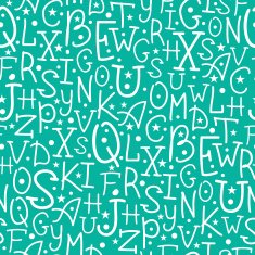 White on green alphabet letters seamless pattern background