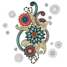 Henna Paisley Mehndi Doodles Design Element N10