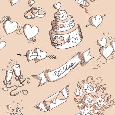 Seamless background with wedding design elements N3