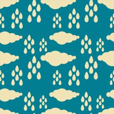 Seamless pattern with silhouettes clouds and rain drops N3