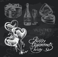 Valentine's Day hand drawn chalkboard design set N4