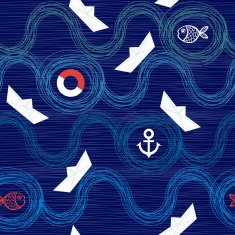 Seamless pattern of marine symbols