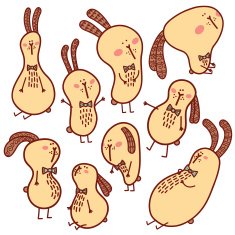 funny 9 doodle bunnies N2