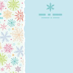 Colorful Doodle Snowflakes Square Torn Frame Seamless Pattern Background