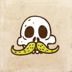 Skull With Mustache on Grunge Background N3