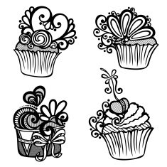 Vector Set of Ornate Cakes