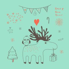 Vector Christmas and New Year doodle illustrations