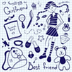 Drawing pen on notebook sheet girlfriend