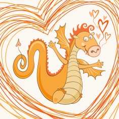 Dragon in swirly heart