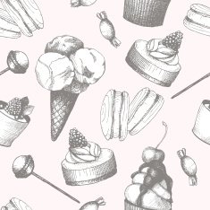 Vintage sweet cake and candies background