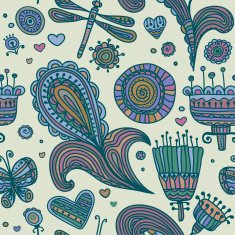 Endless ornamental floral doodle texture
