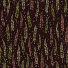 Seamless Decorative Leaf Pattern on dark brown background