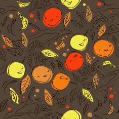 Dark cute seamless pattern with orange branches