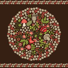 Ornamental round floral pattern N2