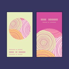 Vector doodle circle texture vertical round frame pattern business cards N3