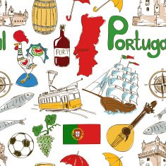 Sketch Portugal seamless pattern
