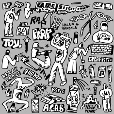 rap hip hop graffiti - doodles set N4