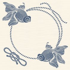 Frame with nautical rope knots and fish