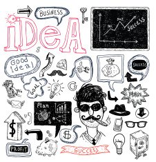 Idea Money and business icons set hand drawn N7