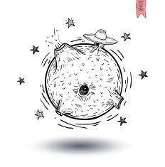planet icon hand drawn vector illustration N38
