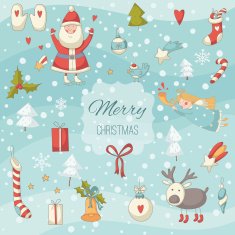 Cute colorful Christmas set with Santa Claus N2