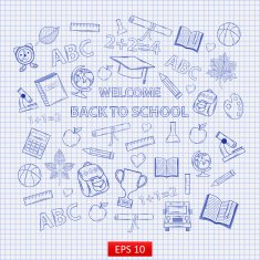 Set Back to school on the notebook sheet