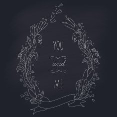 Wedding wreath on blackboard
