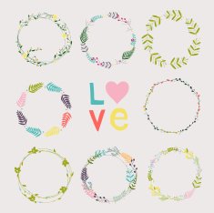 Set with floral wreaths Template for wedding mothers day birt N3