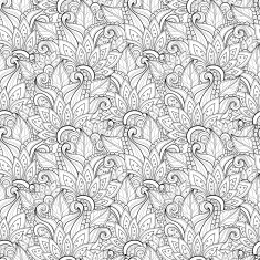 Seamless Monochrome Floral Pattern (Vector) N34