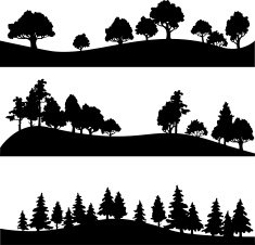 set of different landscape with trees