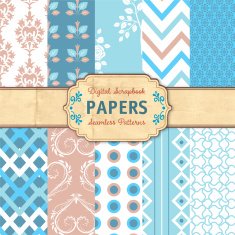 Seamless Background Pattern Set - Blue Brown