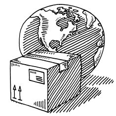 Parcel Planet Earth Worldwide Delivery Drawing N2