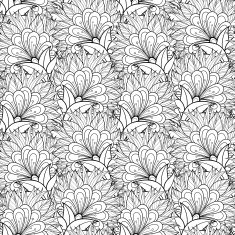 Seamless Monochrome Floral Pattern (Vector) N35