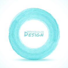 Hand drawn watercolor blue - green light circle