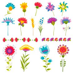 Set of Decorative Floral Elements N3