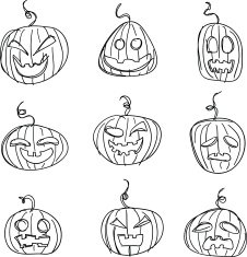 Pumpkins collection in Black and White