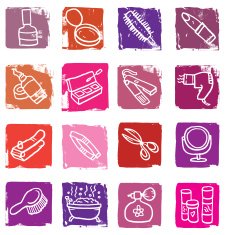 Make up and cosmetics icon grunge blocks