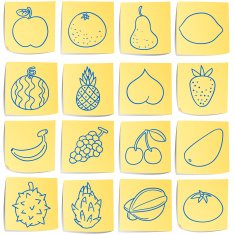 Doodle memo icon set fruits