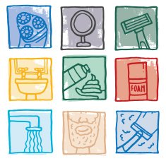 Retro shaving icon set