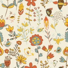 Seamless texture with flowers and birds N14