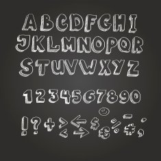 Chalk on blackboard style alphabet N2