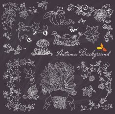 Vector set of Decorative Autumn Branches and Elements