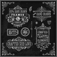 Hand Drawn Chalk Vintage Label Set N3