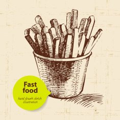 Vintage fast food background with color bubble N2