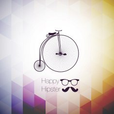 hipster mustag retro bicycle triangle background