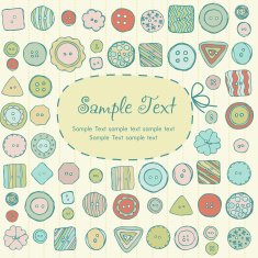 Illustrated hand drawn background with cute buttons pattern