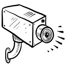 CCTV security camera vector sketch