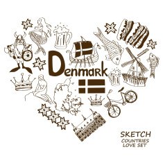 Danish symbols in heart shape concept