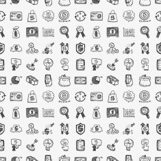 seamless doodle financial pattern N4