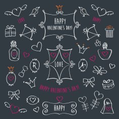 Set of elements for Valentine's Day